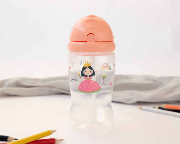 BOTELLA C/PAJITA 350ML ROSA