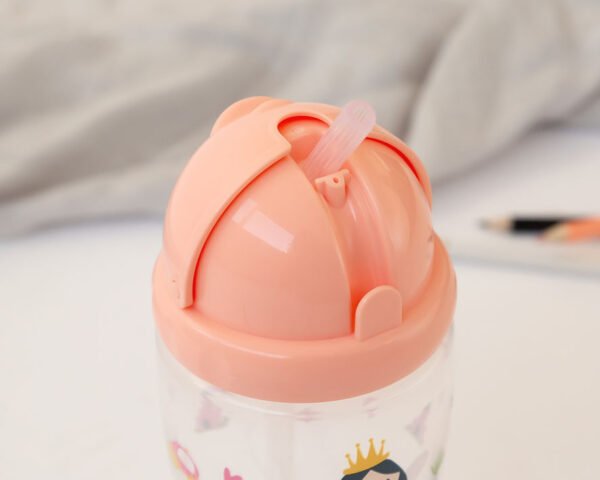 BOTELLA C/PAJITA 350ML ROSA - Imagen 2