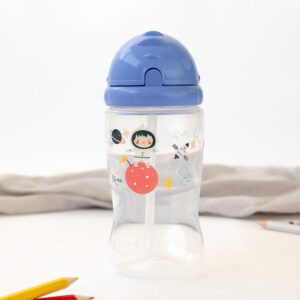 BOTELLA C/PAJITA 350ML AZUL