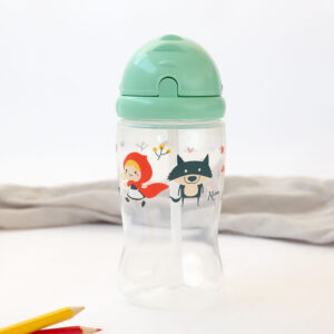 BOTELLA C/PAJITA 350ML VERDE