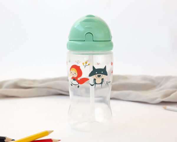 BOTELLA C/PAJITA 350ML VERDE