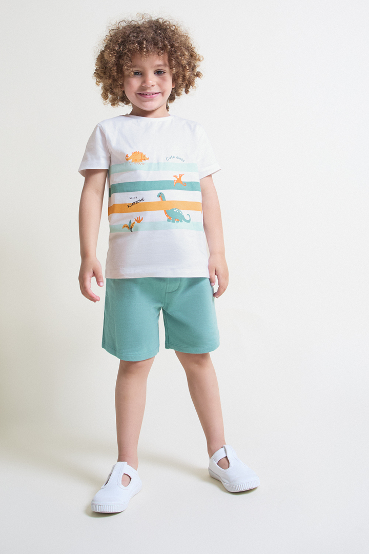 CONJUNTO DE PANTALON MANGA CORTA NIÑO CUTE DINOS - Imagen 2