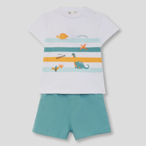 CONJUNTO DE PANTALON MANGA CORTA NIÑO CUTE DINOS