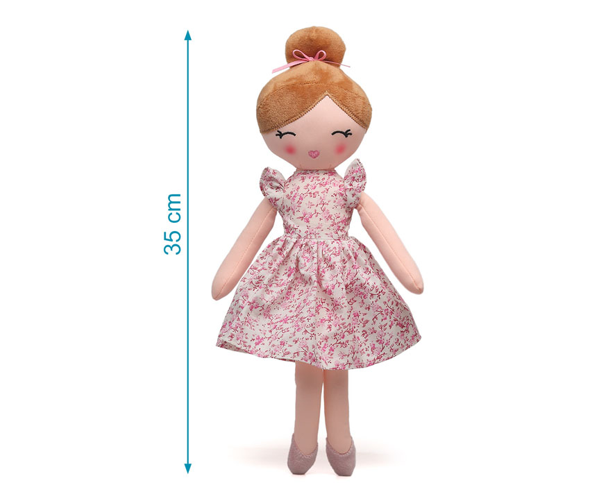 MUÑECA DE TRAPO 35CM VESTIDO FLORECITAS KIOKIDS - Imagen 2