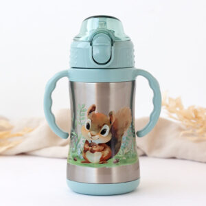 BOTELLA ARDILLA DE ACERO INOXIDABLE CON ASAS